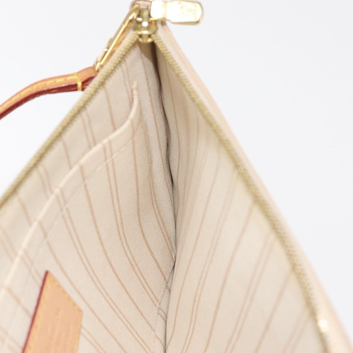 Louis Vuitton Neverfull Pochette Damier White Canvas Clutche & Pouche Bag (Pre-Owned)