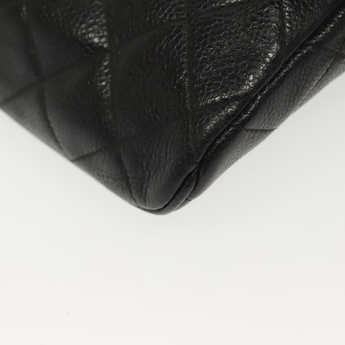 Chanel Vintage Zip Belt Bag Quilted Caviar Black Leather Clutche & Pouche Bag (Pre-Owned)
