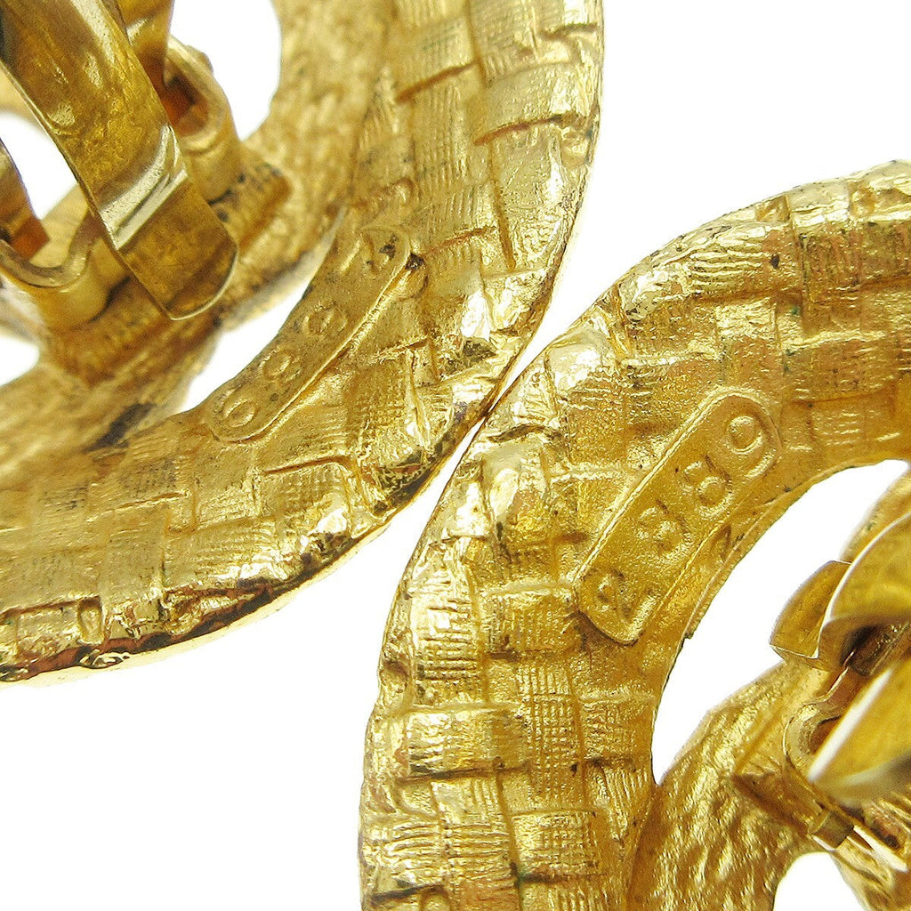 Chanel Cc Button Clip-On Earrings Metal Gold Gold_Plated Earrings Jewelry (Pre-Owned)