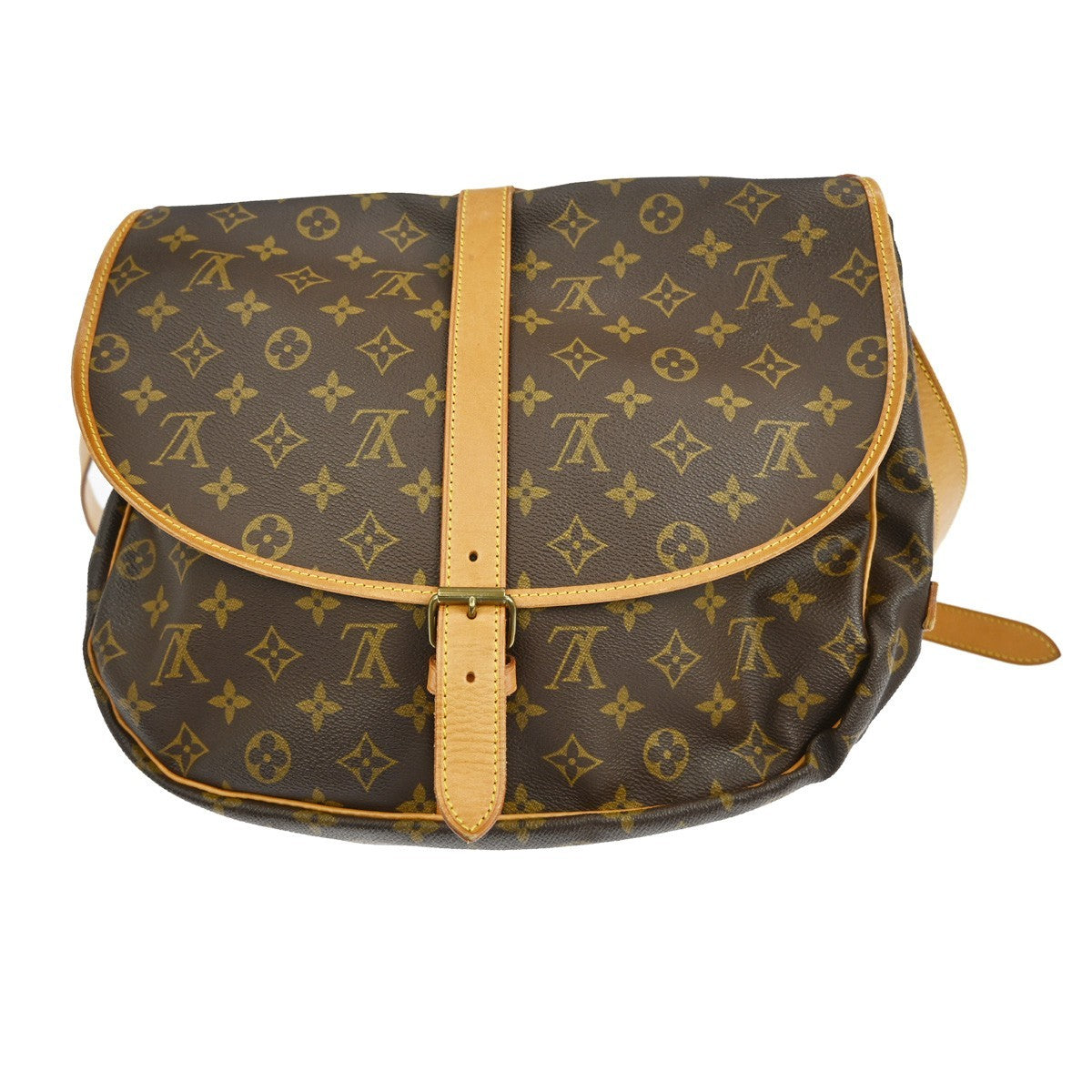 Louis Vuitton Saumur Handbag Monogram Canvas Brown Canvas Shoulder Bag Bag (Pre-Owned)