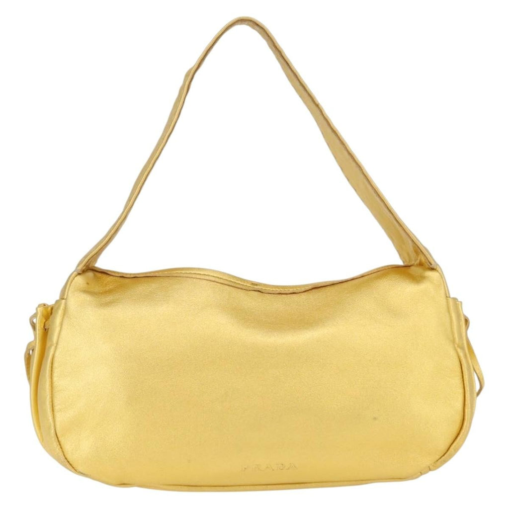 Prada Vintage Shoulder Bag Leather Gold Leather Shoulder Bag Bag (Pre-Owned)