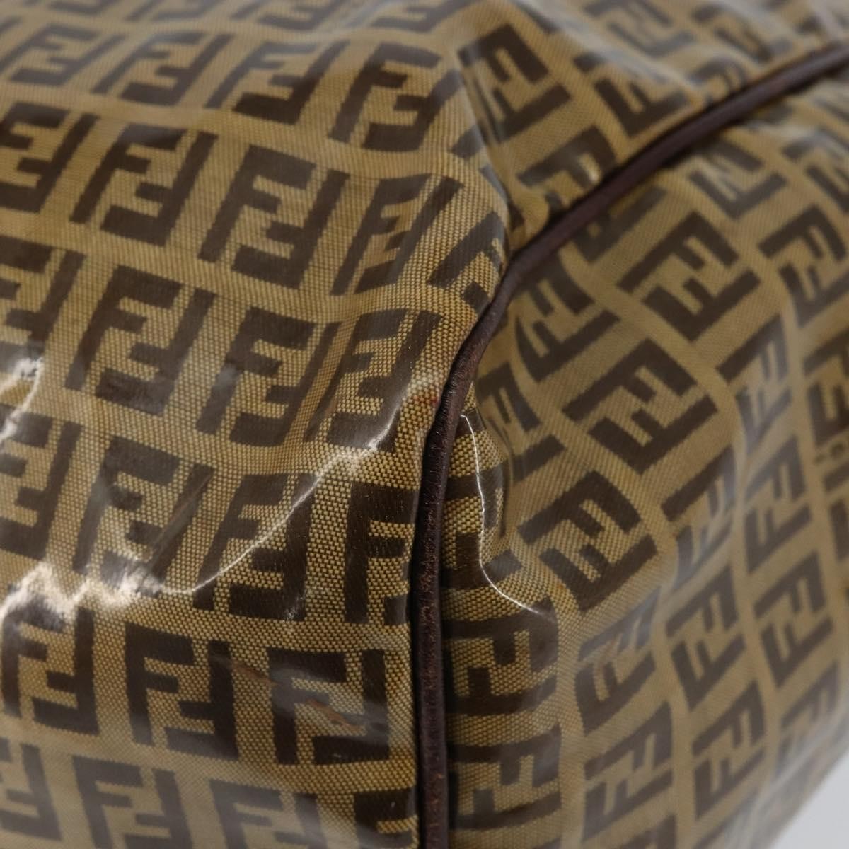 Fendi Zip Tote Canvas Beige Canvas Tote Bag Bag (Pre-Owned)