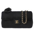 Chanel Chocolate Bar Flap Bag Quilted Satin Black Satin Shoulder Bag Bag (Pre-Owned)
