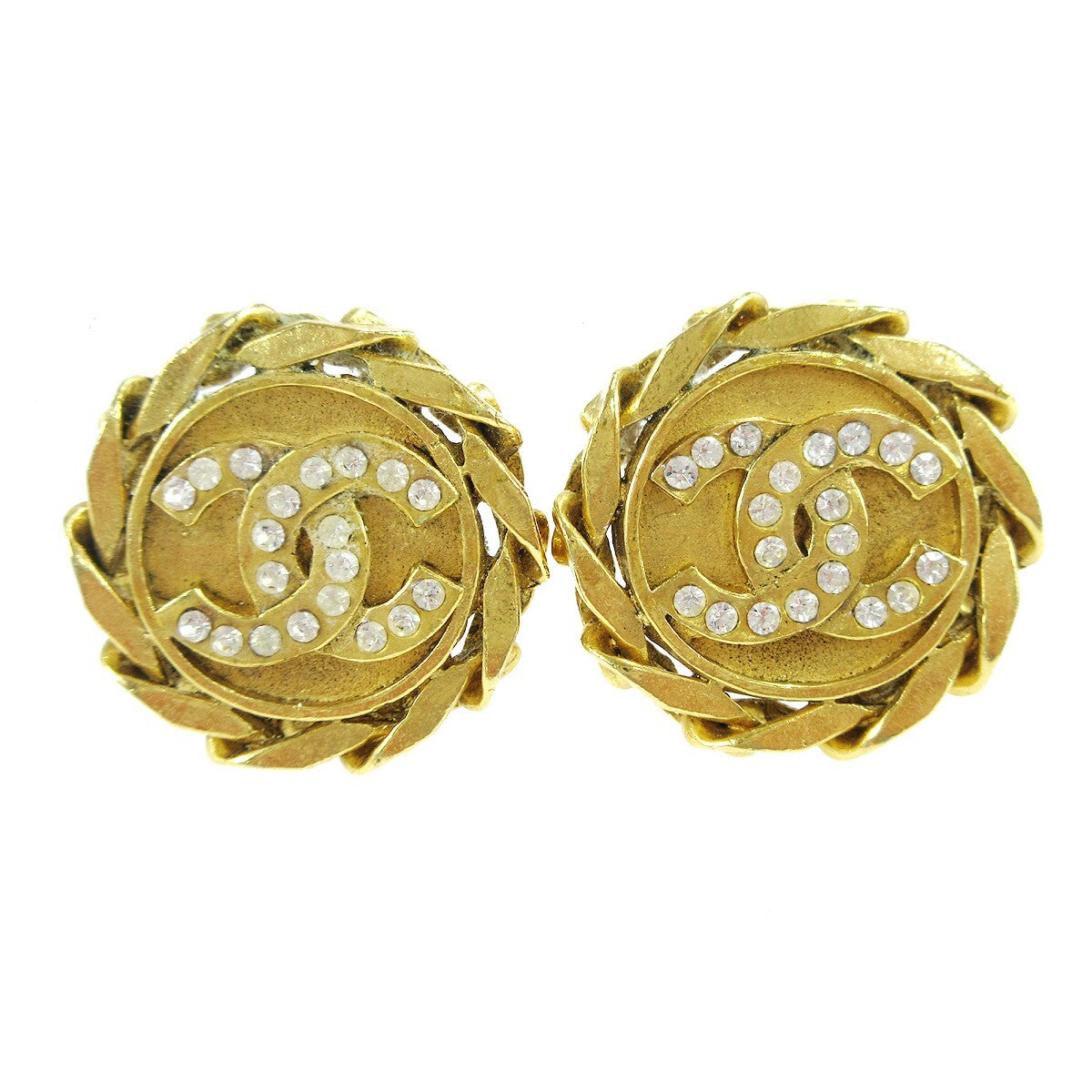 Chanel Cc Button Clip-On Earrings Metal With Faux Pearl Gold Gold_Plated Earrings Jewelry (Pre-Owned)