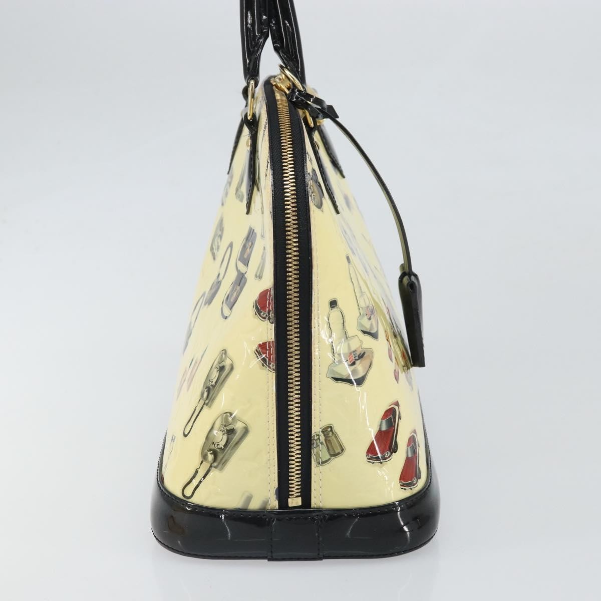 Louis Vuitton Alma Handbag Limited Edition Stickers Monogram Vernis White Patent_Leather Handbag (Pre-Owned)