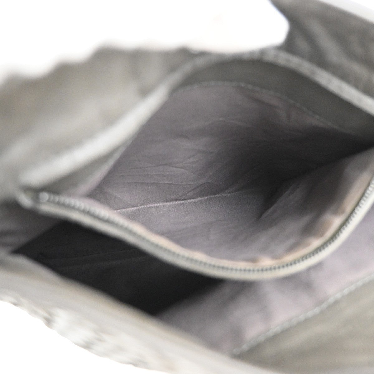 Bottega Veneta Flat Messenger Bag Intrecciato Nappa Gray Leather Shoulder Bag Bag (Pre-Owned)