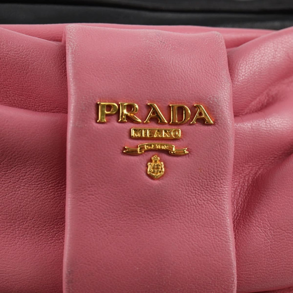 Prada Bow Camera Crossbody Bag Nappa Leather Black Leather Shoulder Bag Bag (Pre-Owned)