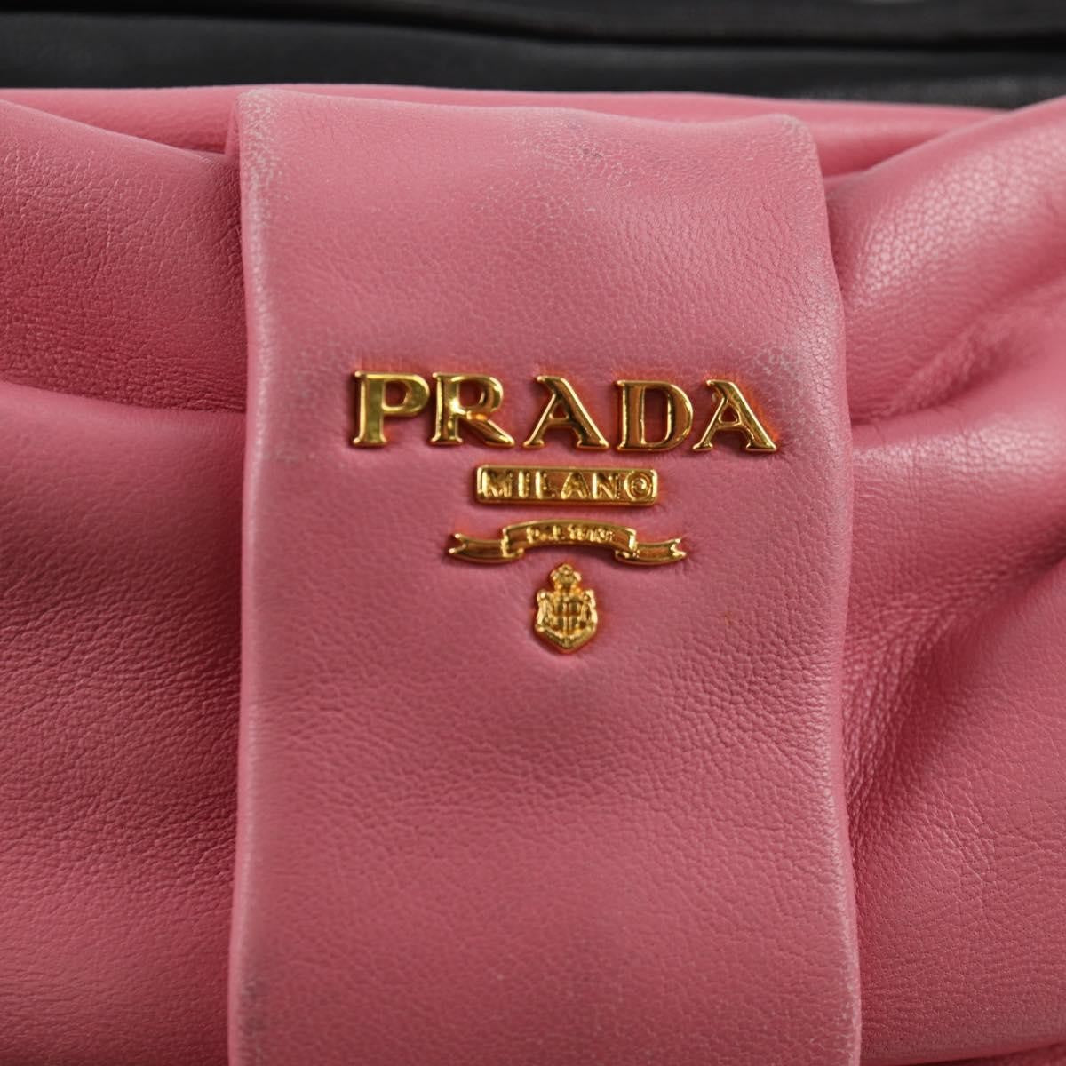 Prada Bow Camera Crossbody Bag Nappa Leather Black Leather Shoulder Bag Bag (Pre-Owned)