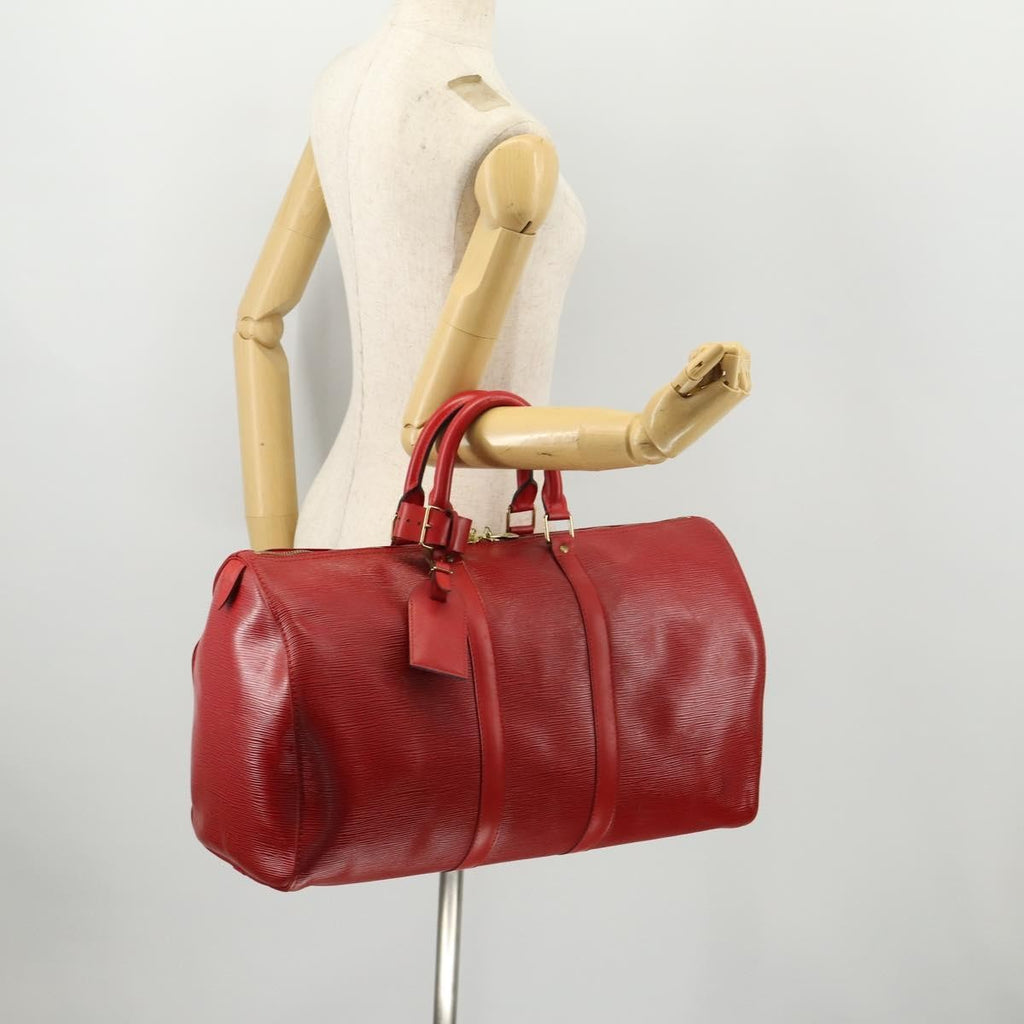 Louis Vuitton Keepall Bag Epi Leather Red Leather Travel Bag Bag (Pre-Owned)