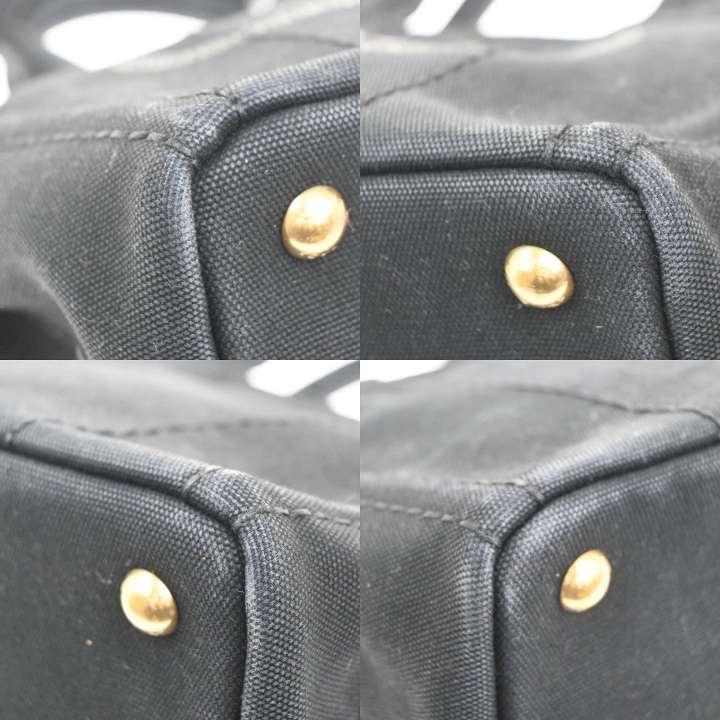 Prada Canapa Convertible Tote Canvas Black Canvas Tote Bag Bag (Pre-Owned)