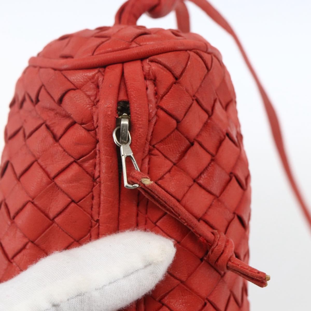 Bottega Veneta Intrecciato Clutch Bag Leather Red Leather Clutche & Pouche Bag (Pre-Owned)