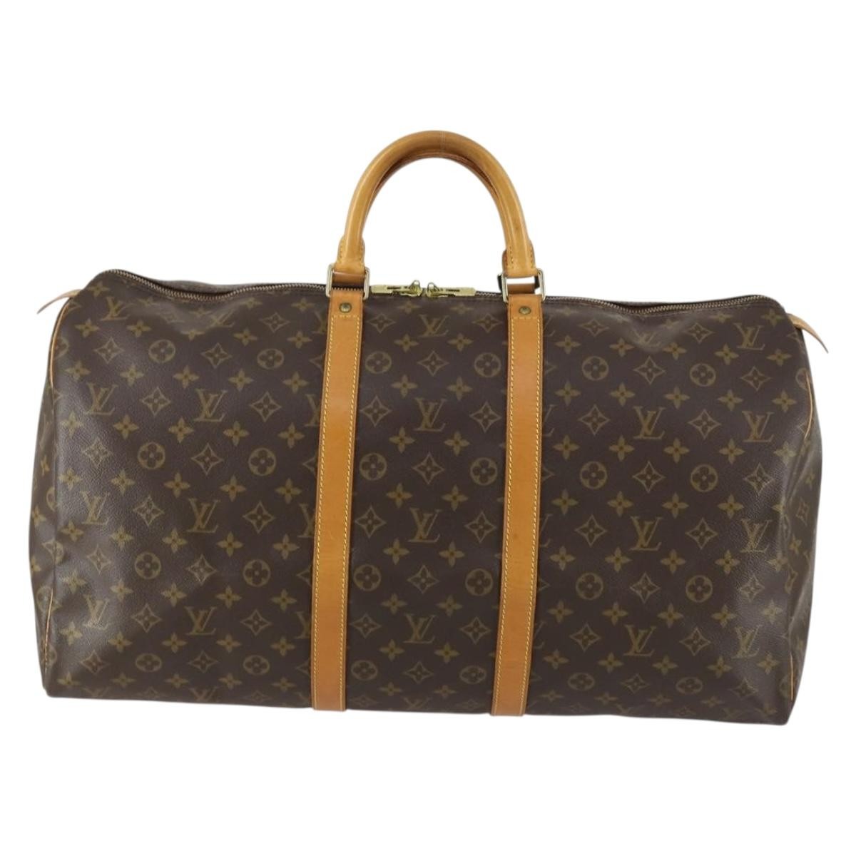 Louis Vuitton Keepall Bag Monogram Canvas Brown Canvas Travel Bag Bag (Pre-Owned)