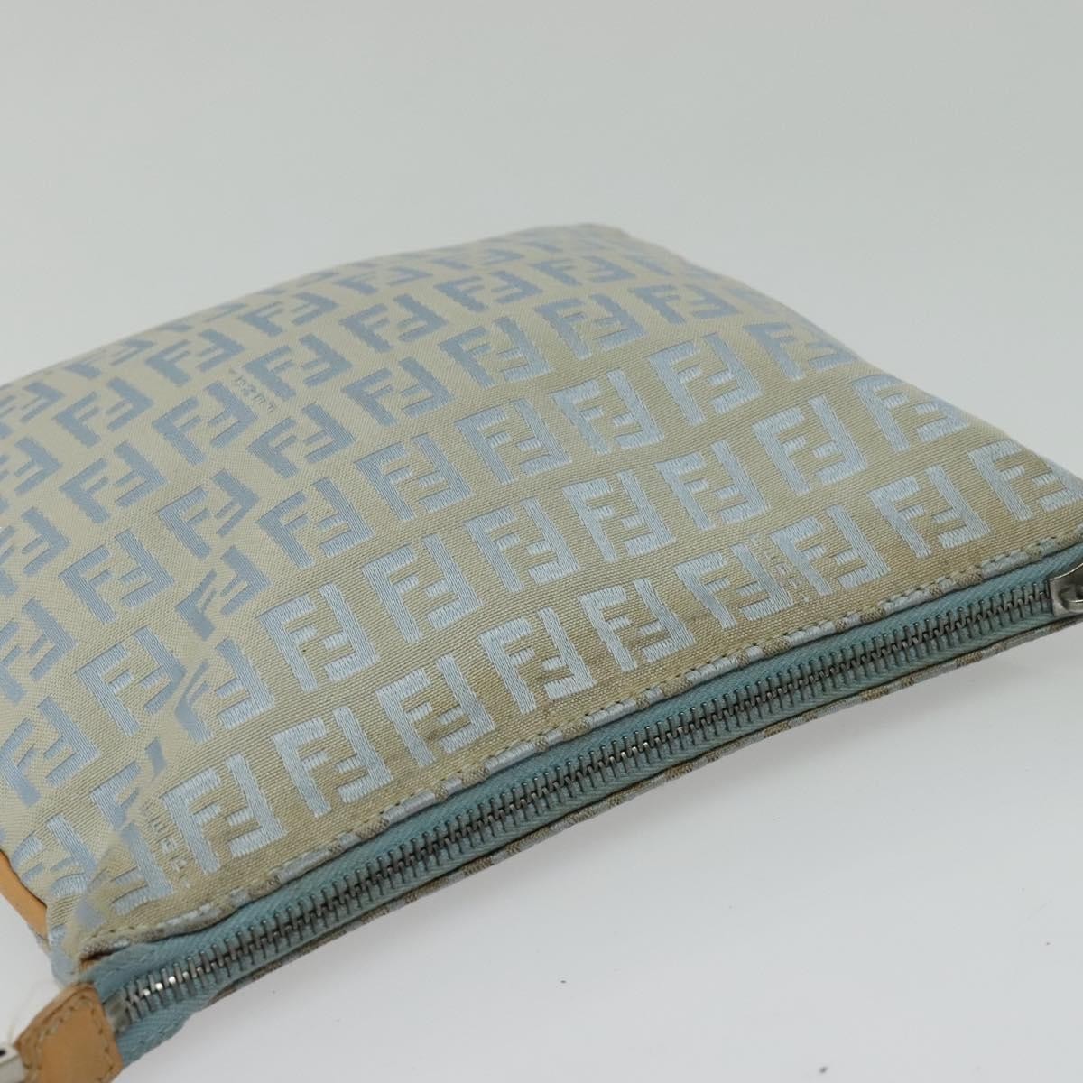 Fendi Vintage Flat Crossbody Bag Zucchino Canvas Blue Canvas Shoulder Bag Bag (Pre-Owned)