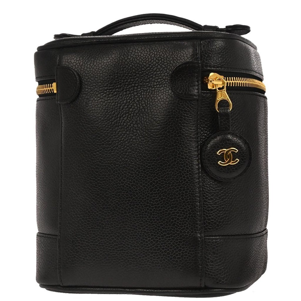 Chanel Vintage Timeless Cosmetic Case Caviar Black Leather Clutche & Pouche Bag (Pre-Owned)
