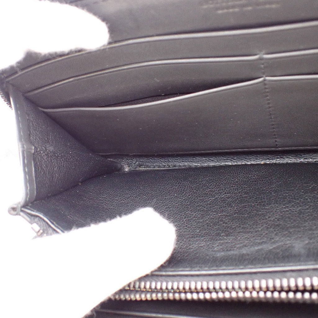 Bottega Veneta Intrecciato Long Zip  Wallet Leather Black Leather Wallets Accessory (Pre-Owned)
