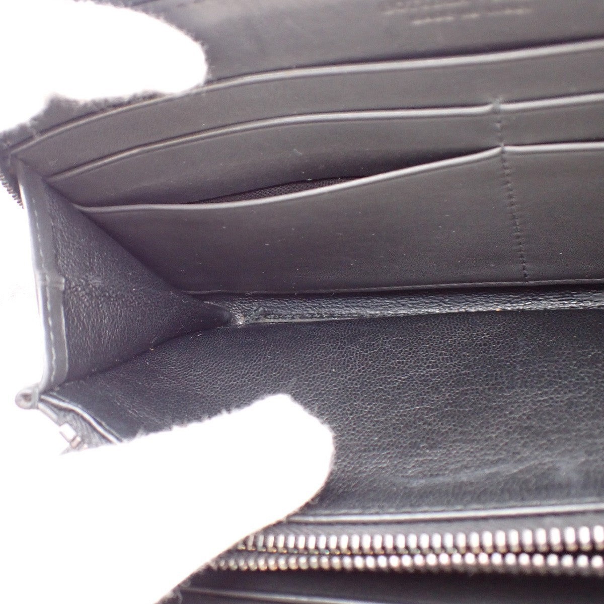 Bottega Veneta Intrecciato Long Zip  Wallet Leather Black Leather Wallets Accessory (Pre-Owned)