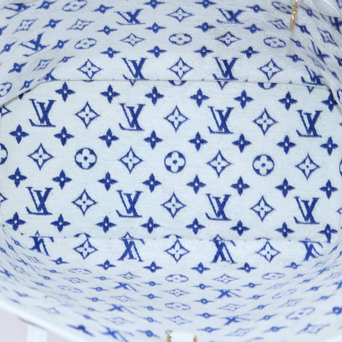 Louis Vuitton Neverfull Nm Tote Lv Match Monogram Jacquard Velvet Blue Velvet Tote Bag Bag (Pre-Owned)