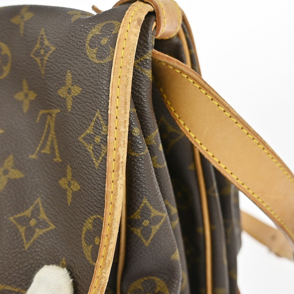 Louis Vuitton Saumur Handbag Monogram Canvas Brown Canvas Shoulder Bag Bag (Pre-Owned)