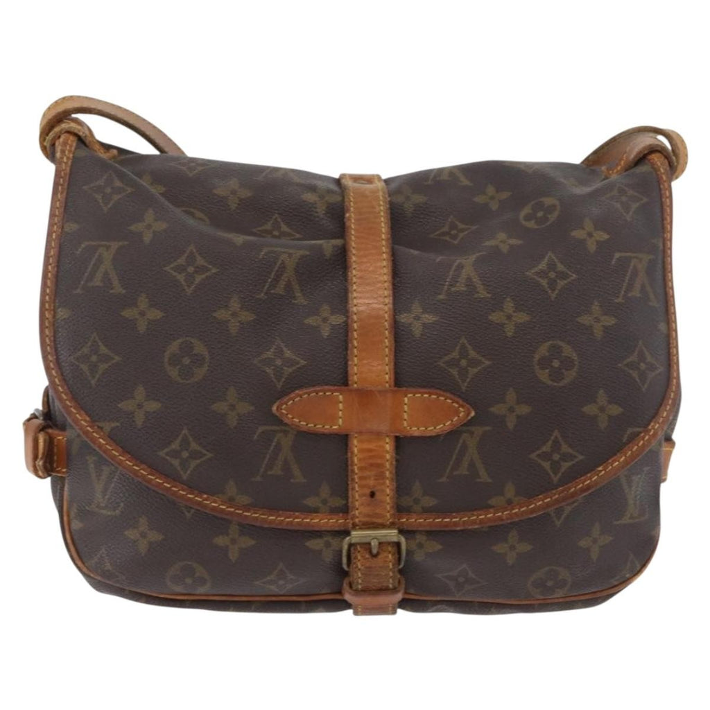 Louis Vuitton Saumur Handbag Monogram Canvas Brown Canvas Shoulder Bag Bag (Pre-Owned)