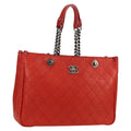 Chanel Shopping Tote Quilted Caviar Orange Leather Shoulder Bag Bag (Pre-Owned)