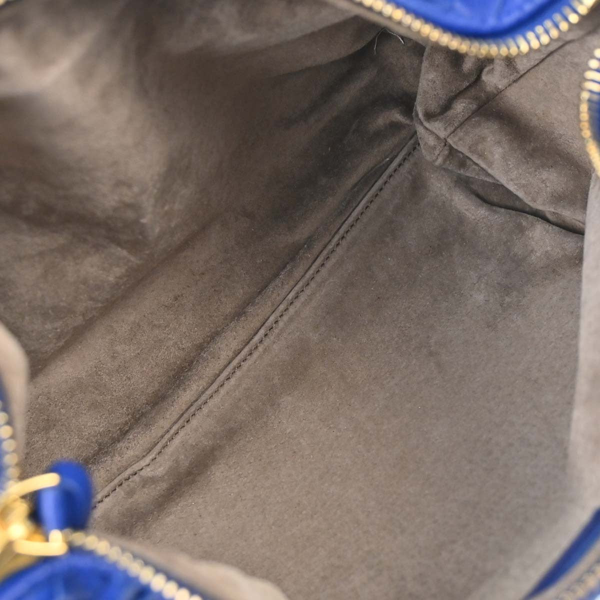 Bottega Veneta Intrecciato Handbag Leather Blue Leather Handbag (Pre-Owned)