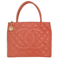 Chanel Medallion Tote Quilted Caviar Pink Leather Tote Bag Bag (Pre-Owned)