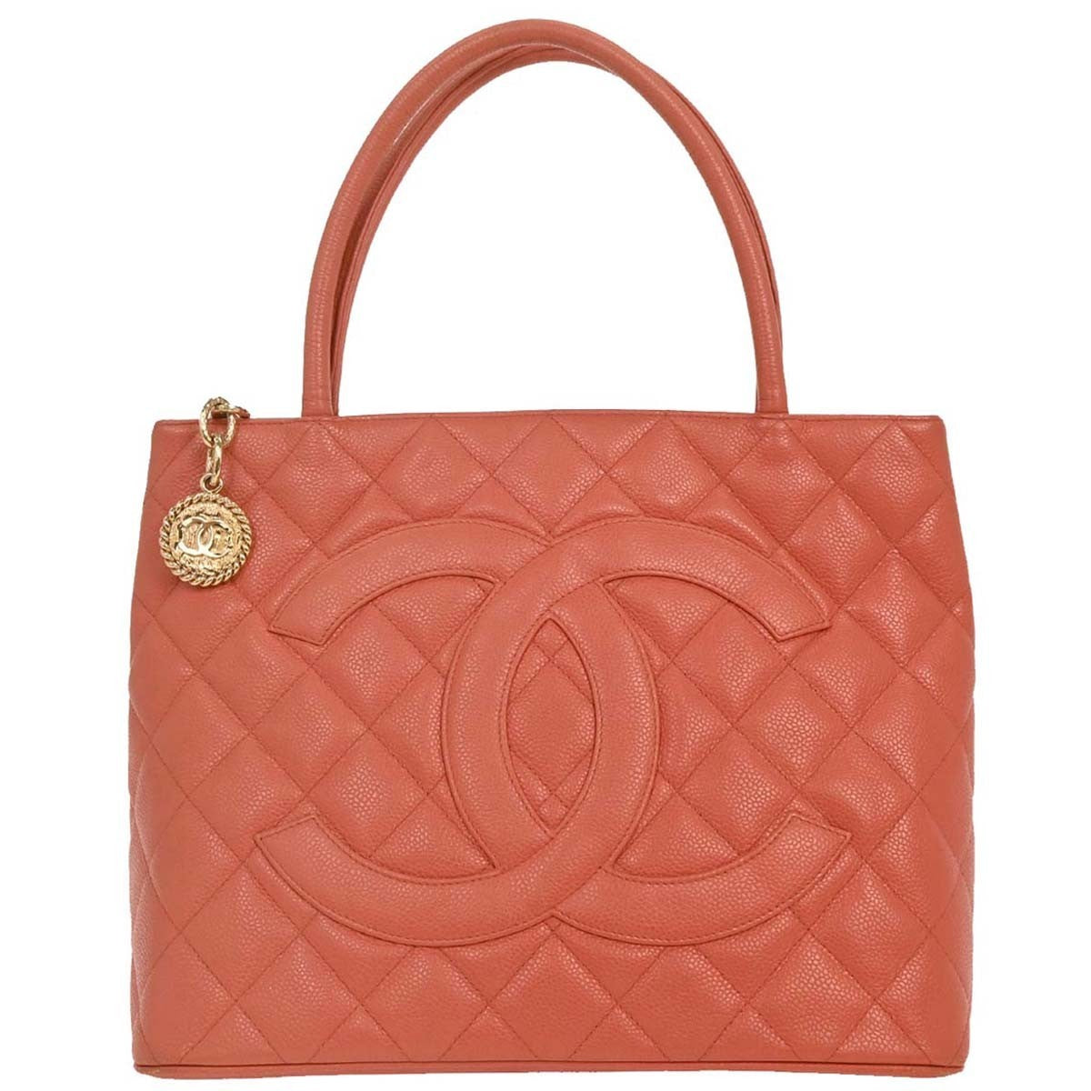 Chanel Medallion Tote Quilted Caviar Pink Leather Tote Bag Bag (Pre-Owned)