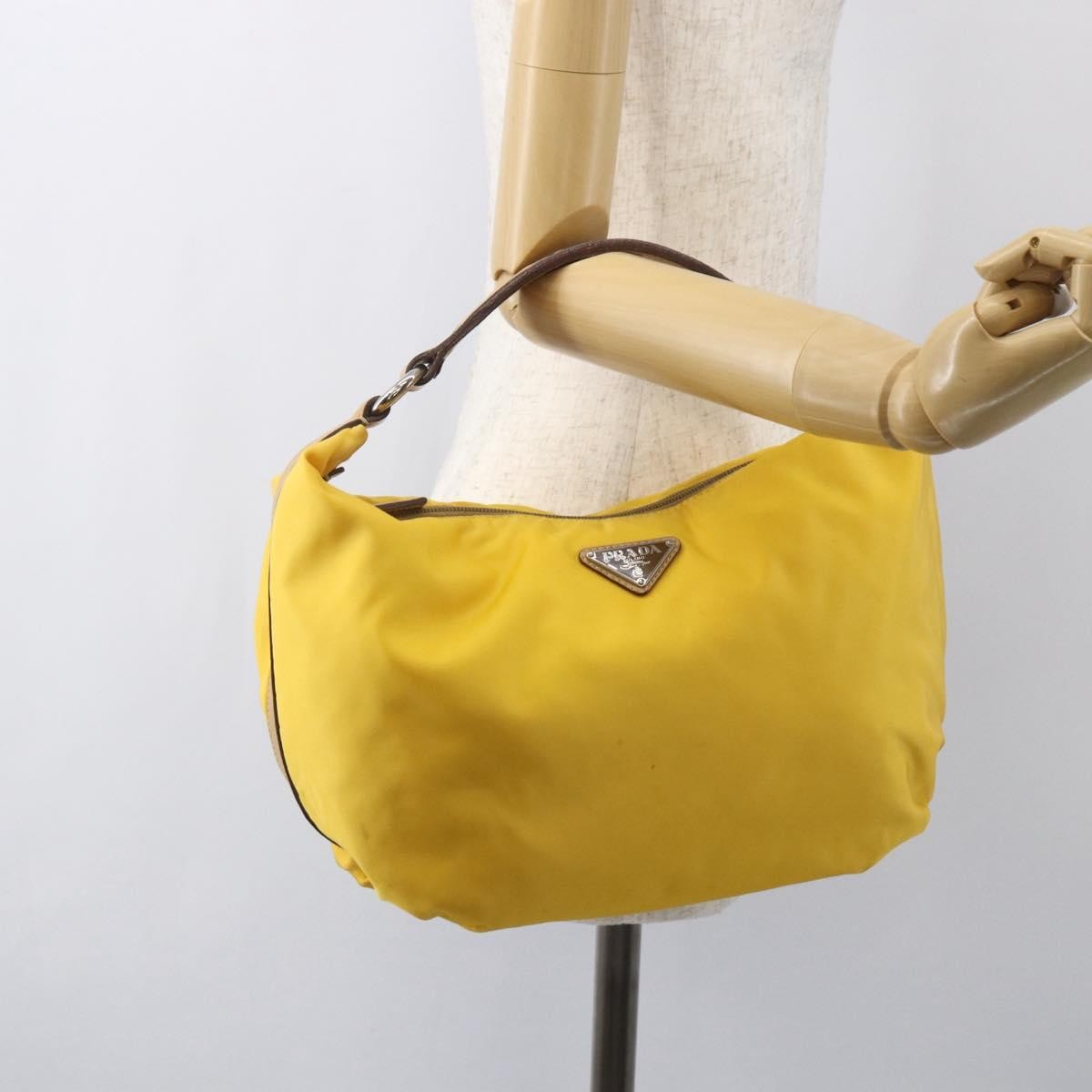 Prada Vintage Shoulder Bag Tessuto Yellow Nylon Shoulder Bag Bag (Pre-Owned)