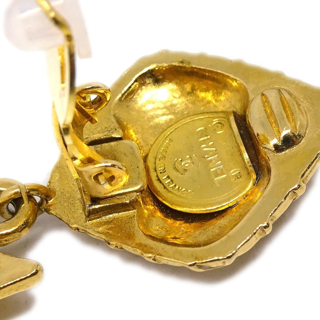 Chanel Cc Rhombus Clip-On Earrings Metal Gold Gold_Plated Earrings Jewelry (Pre-Owned)