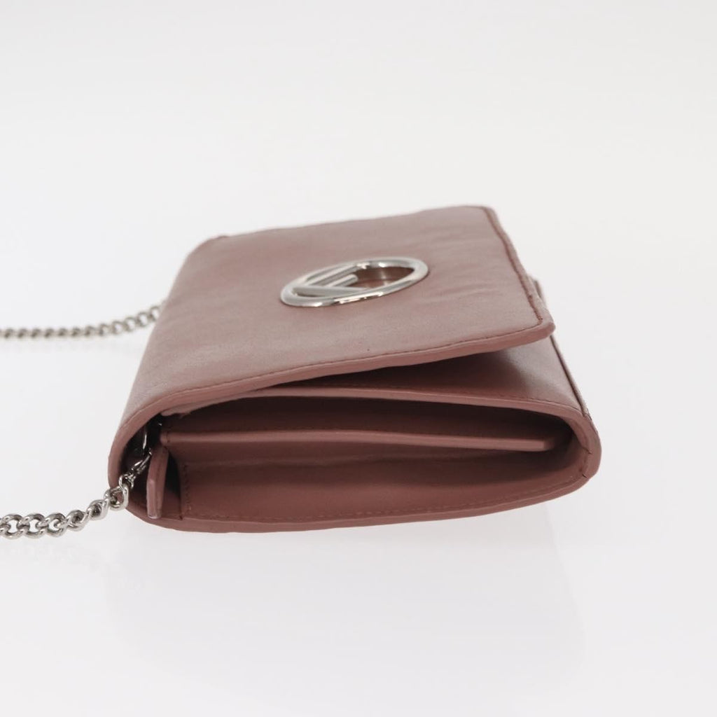 Fendi F Is Fendi Wallet On Chain Leather Pink Leather Shoulder Bag Bag (Pre-Owned)