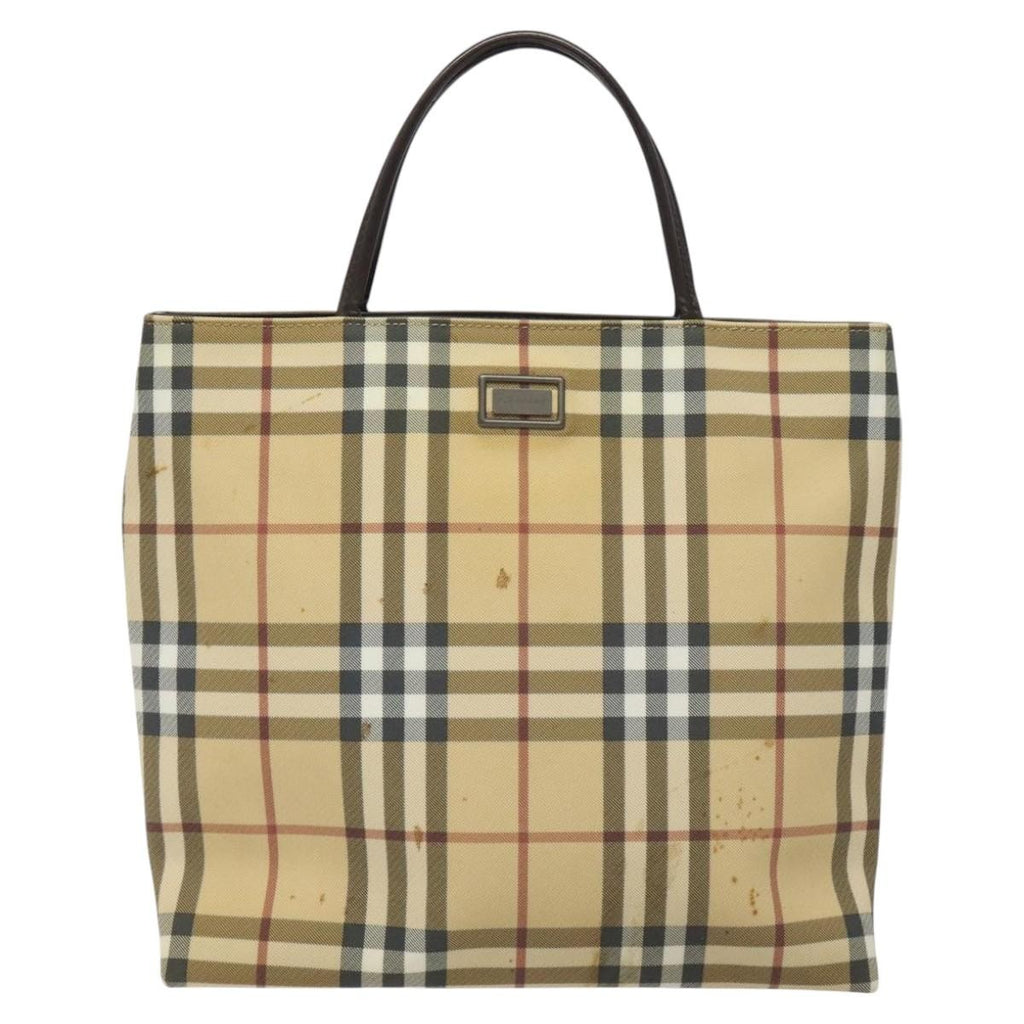 Burberry Nova Check Handbag Nova Check Canvas Beige Canvas Handbag (Pre-Owned)