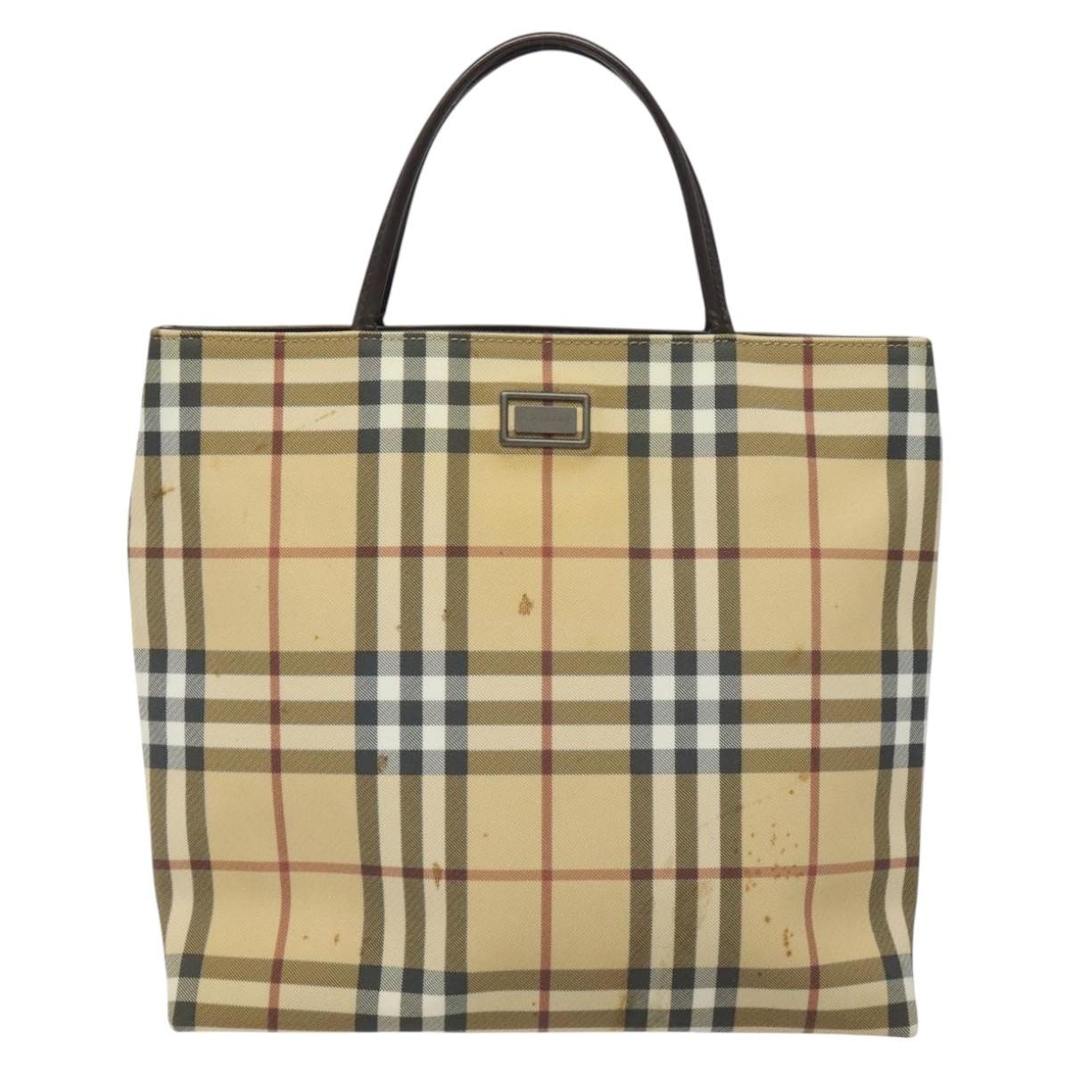 Burberry Nova Check Handbag Nova Check Canvas Beige Canvas Handbag (Pre-Owned)