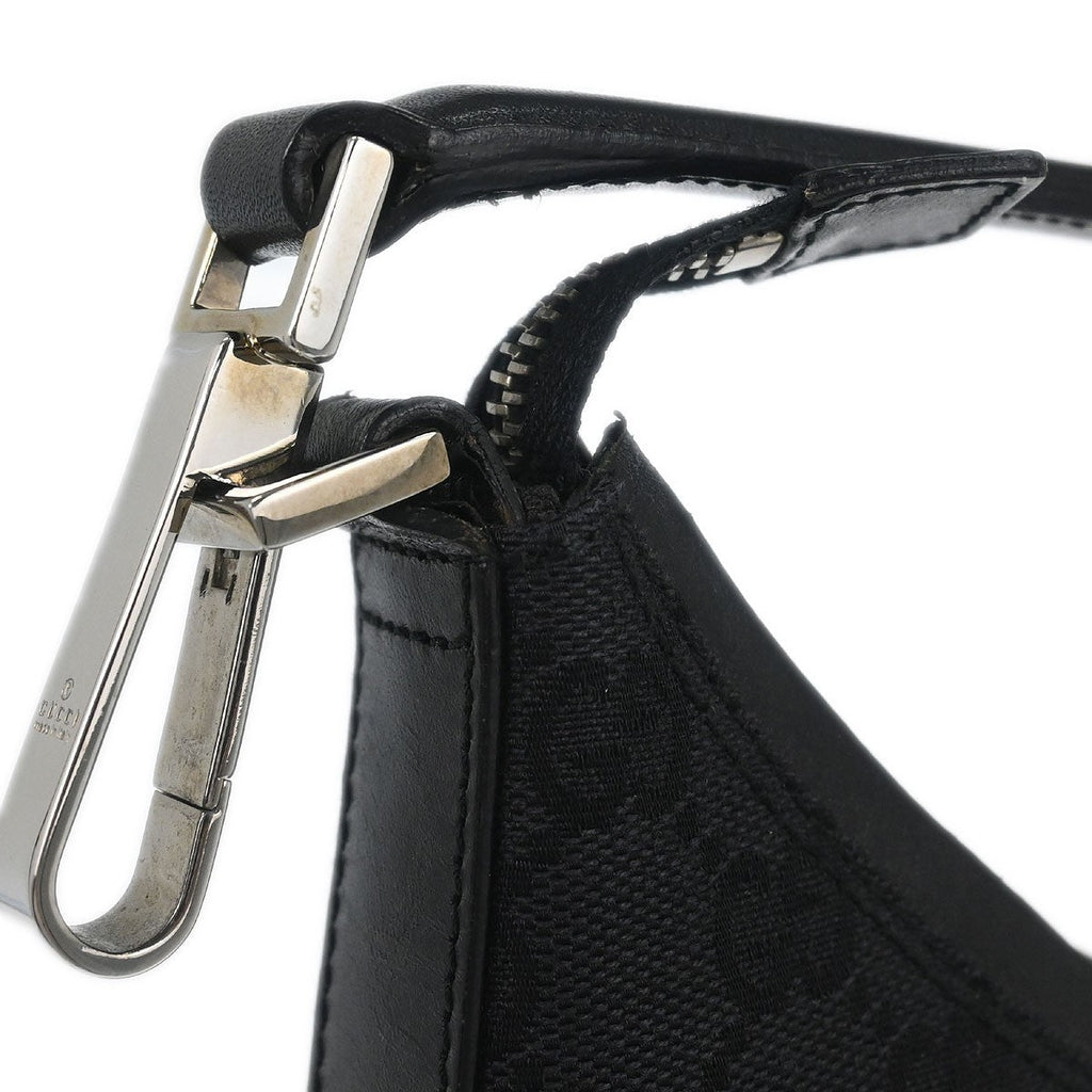 Gucci Vintage Clasp Handle Hobo Gg Canvas Black Canvas Shoulder Bag Bag (Pre-Owned)