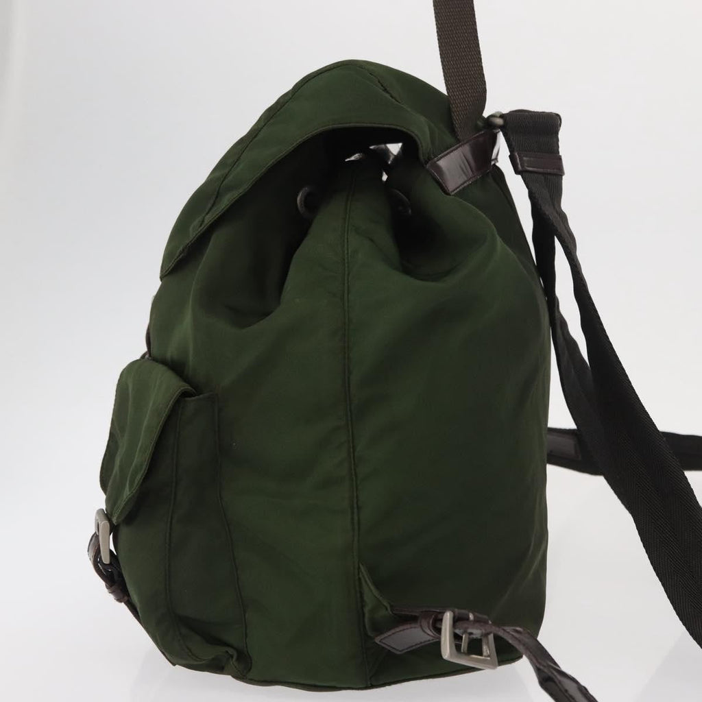 Prada Double Front Pocket Backpack Tessuto Khaki Nylon Backpack Bag (Pre-Owned)