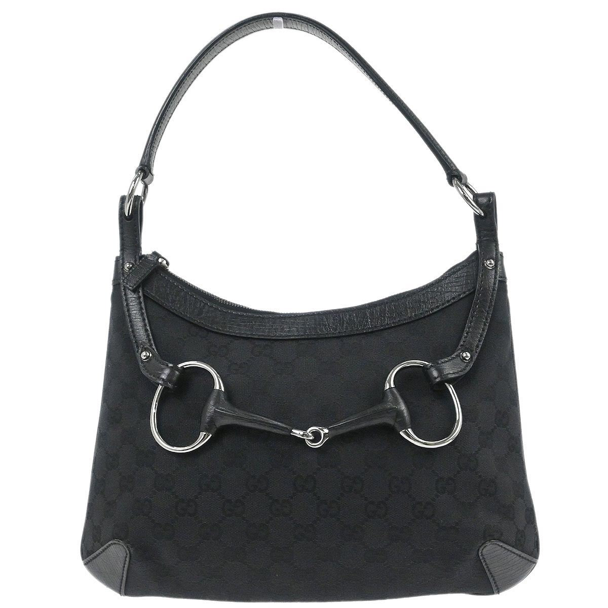 Gucci Vintage Horsebit Shoulder Bag Canvas Black Canvas,Leather Shoulder Bag Bag (Pre-Owned)