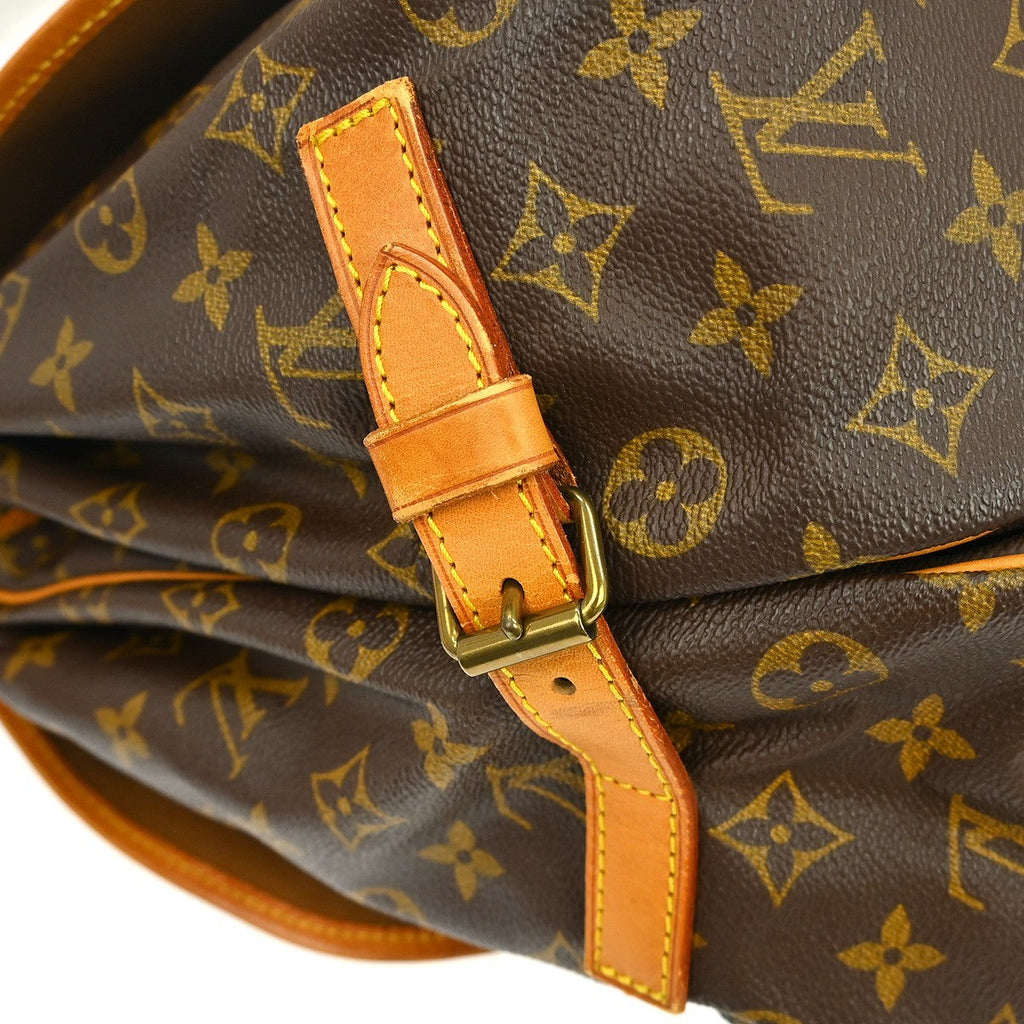 Louis Vuitton Saumur Handbag Monogram Canvas Brown Canvas Shoulder Bag Bag (Pre-Owned)