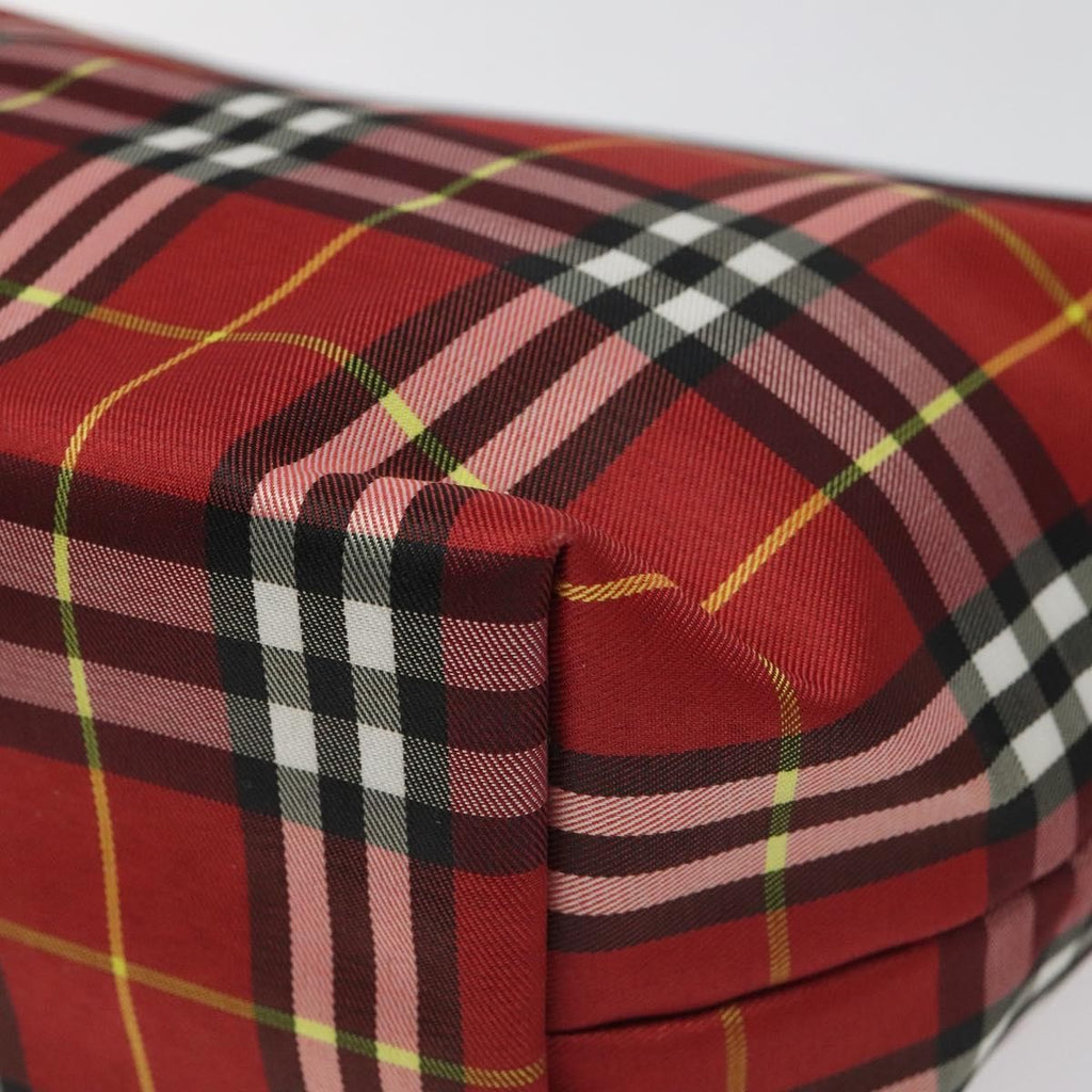 Burberry Nova Check Handbag Leather And Nylon Red Nylon Handbag (Pre-Owned)