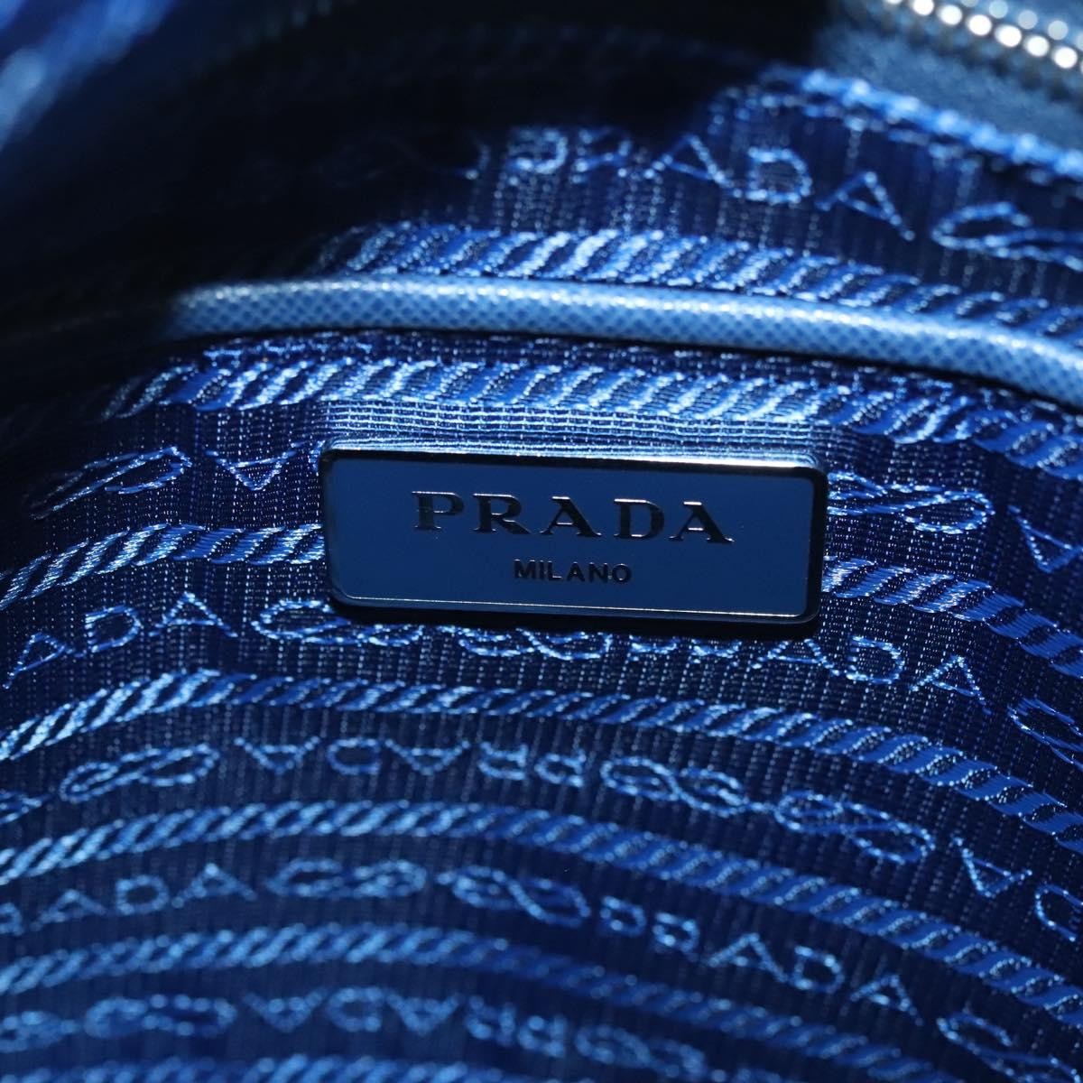 Prada Flat Messenger Tessuto With Leather Blue Nylon Shoulder Bag Bag (Pre-Owned)