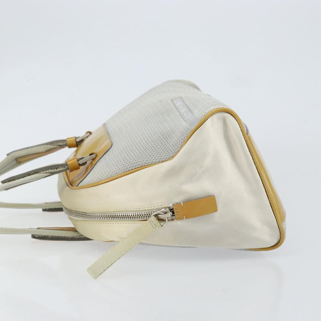 Prada Vintage Zip Handbag Tessuto Silver Nylon Handbag (Pre-Owned)