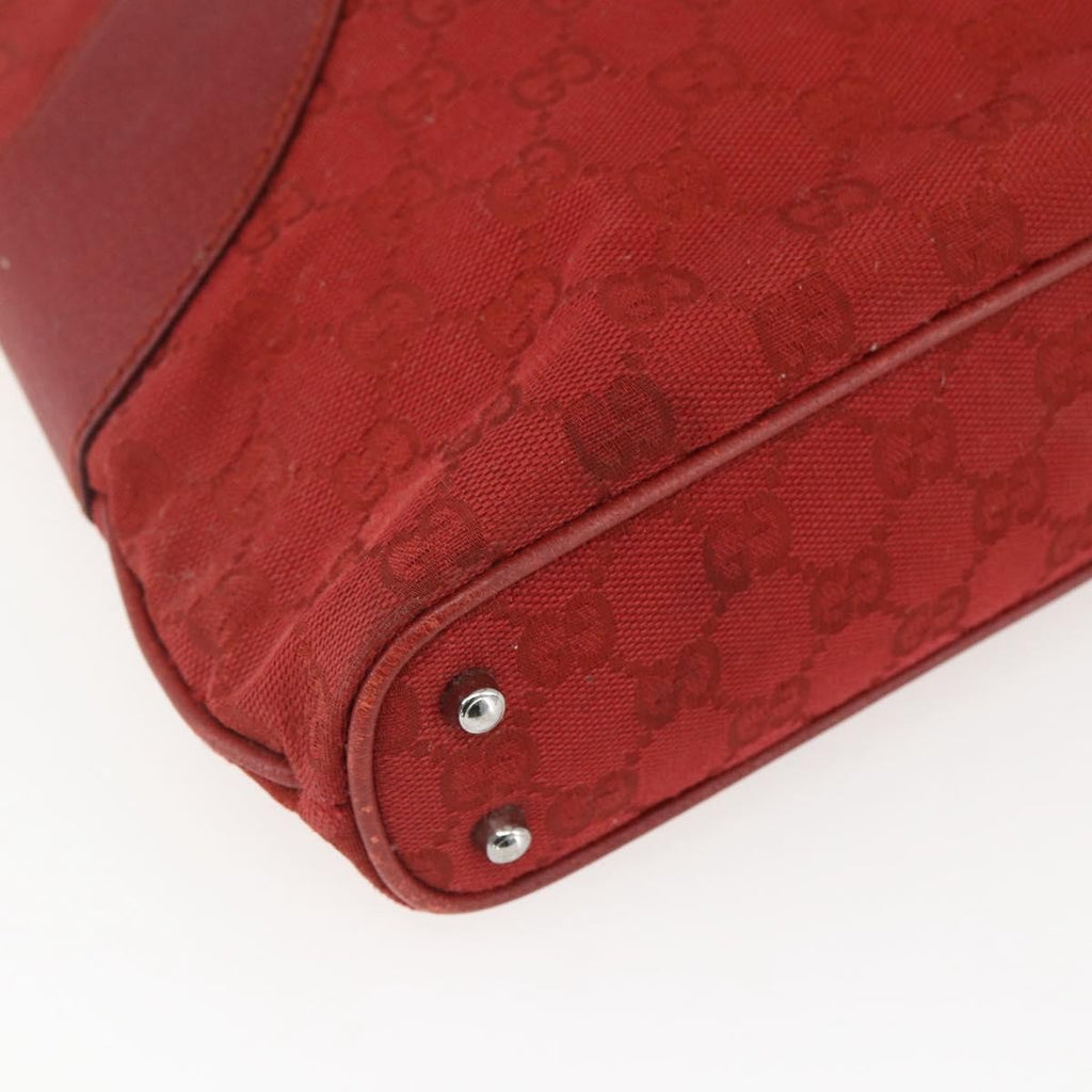 Gucci Vintage Ring Tote Gg Canvas With Leather Red Canvas Handbag (Pre-Owned)