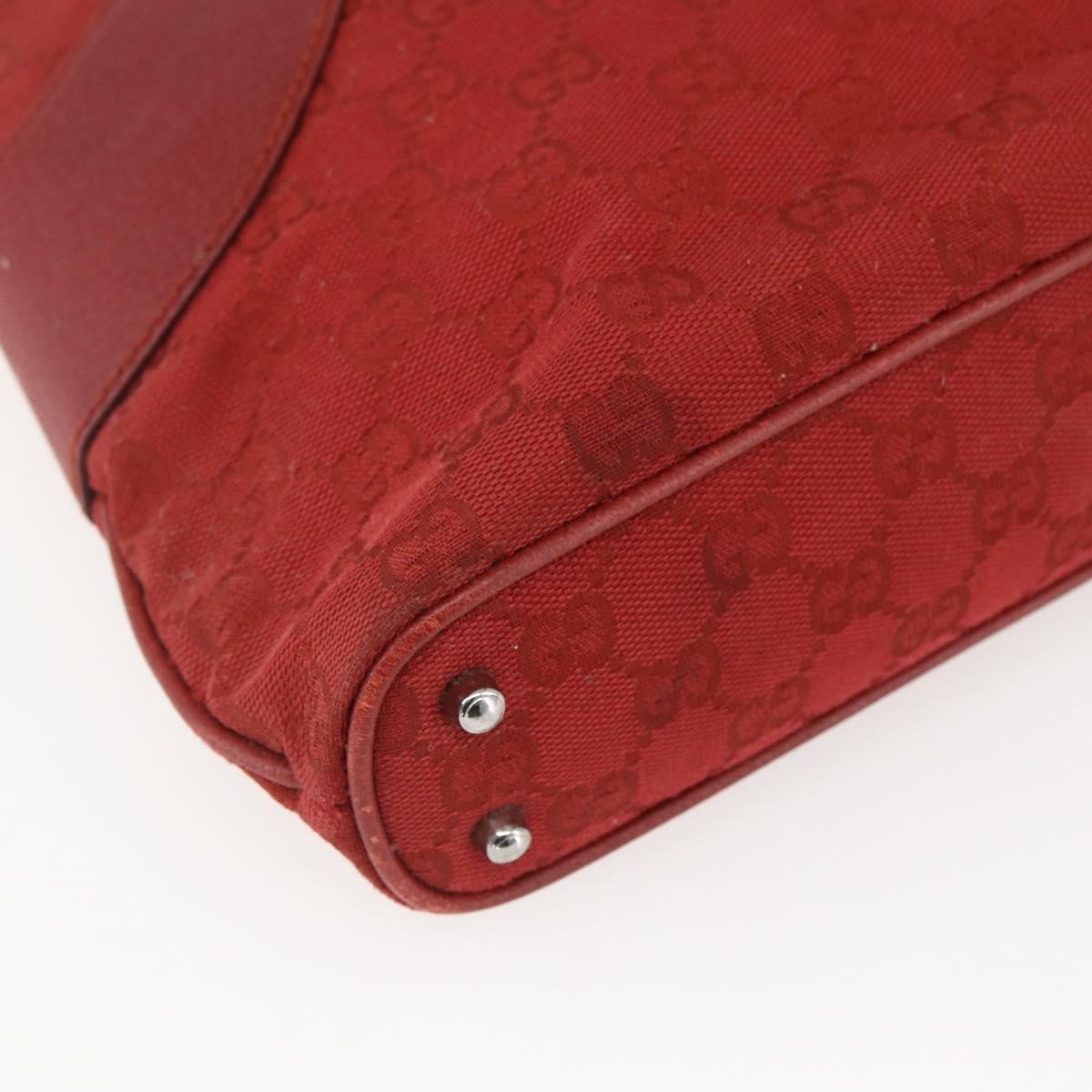 Gucci Vintage Ring Tote Gg Canvas With Leather Red Canvas Handbag (Pre-Owned)
