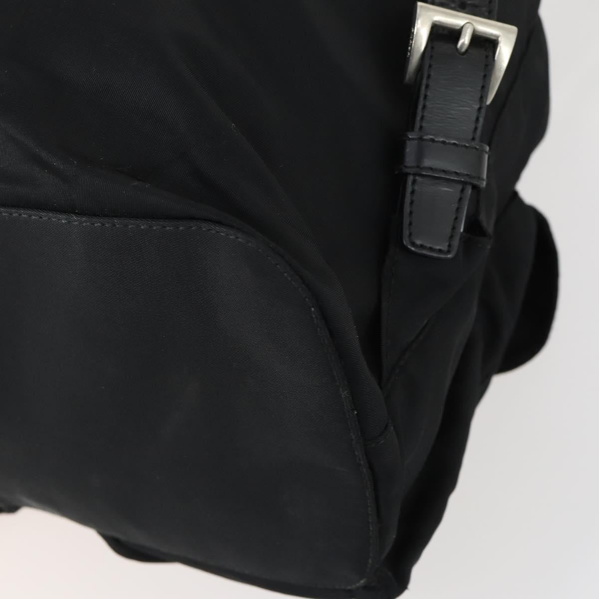 Prada Vela Double Front Pocket Backpack Tessuto With Saffiano Leather Black Nylon Backpack Bag (Pre-Owned)