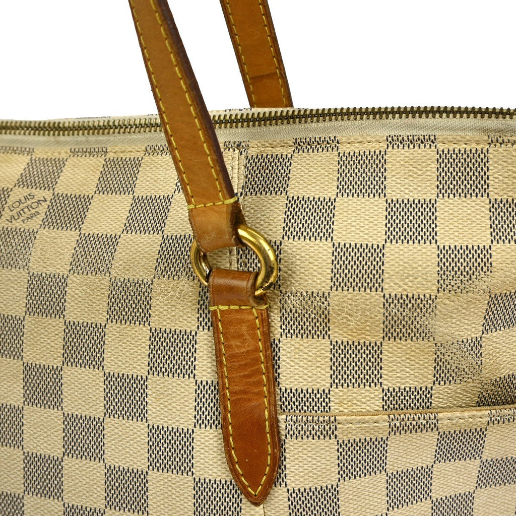 Louis Vuitton Totally Handbag Damier Azur White Canvas Tote Bag Bag (Pre-Owned)