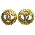 Chanel Cc Button Clip-On Earrings Metal Gold Gold_Plated Earrings Jewelry (Pre-Owned)