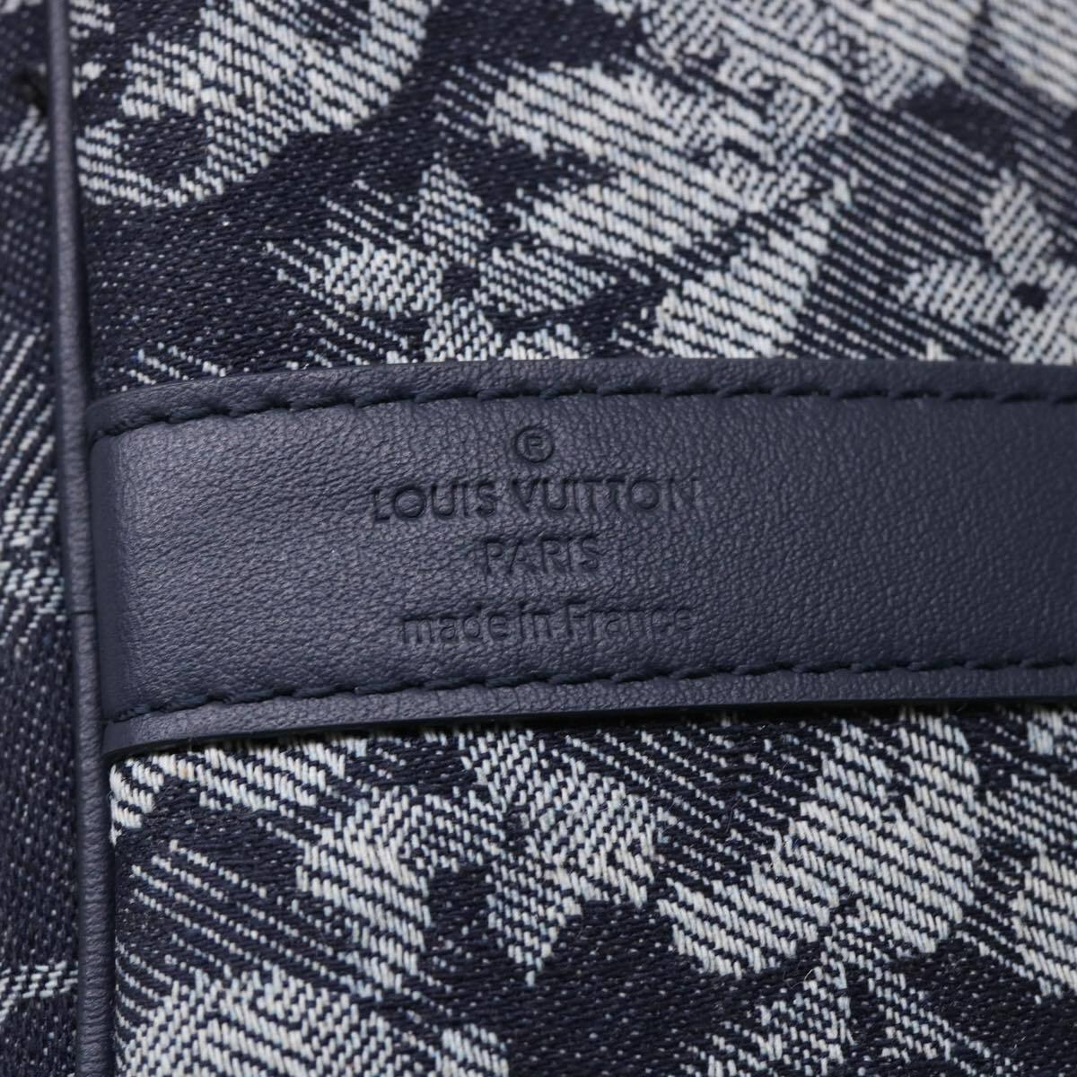 Louis Vuitton Keepall Bandouliere Bag Monogram Tapestry Canvas Navy Canvas Bag (Pre-Owned)