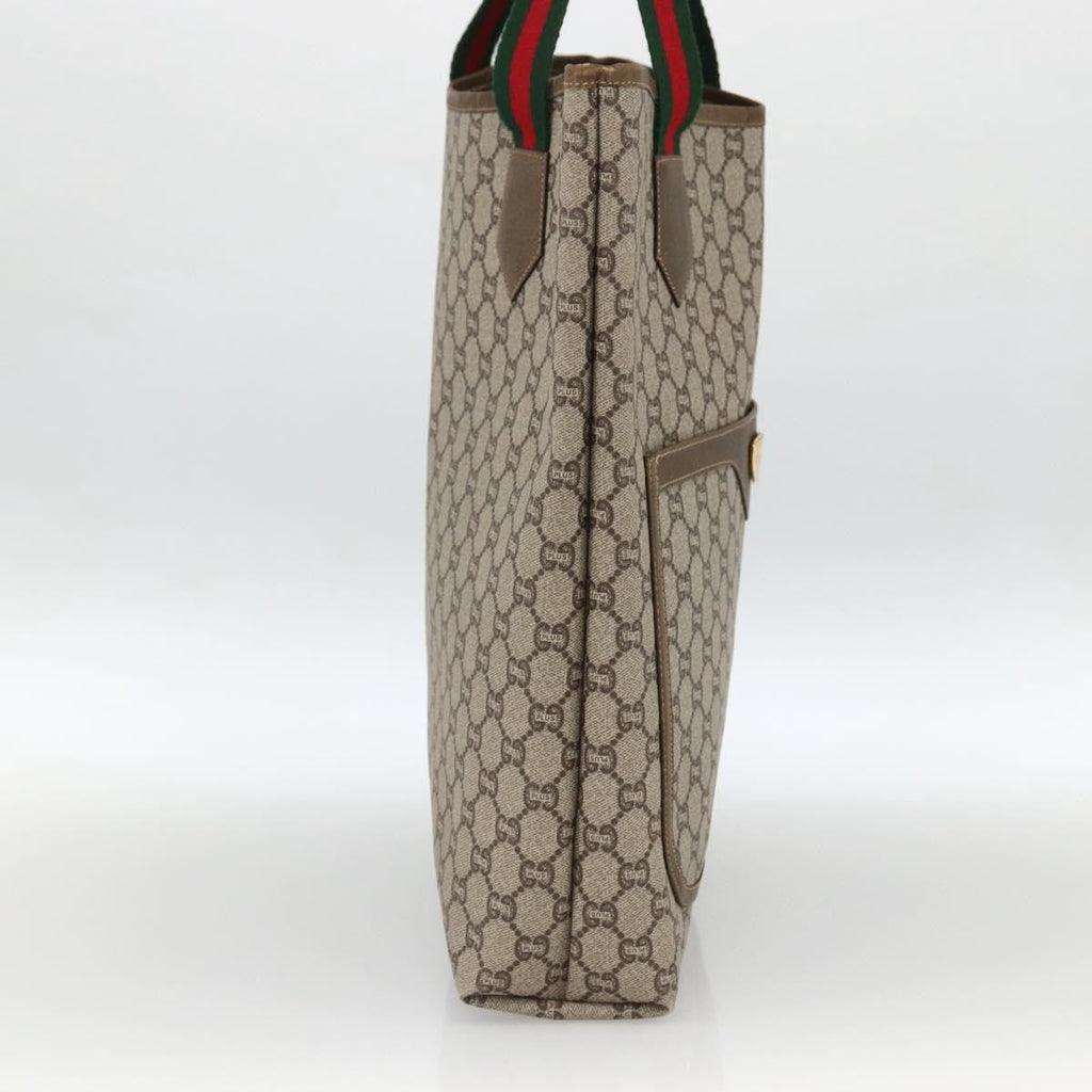 Gucci Ophidia Front Pocket Shopper Tote Gg Coated Canvas Beige Canvas Tote Bag Bag (Pre-Owned)