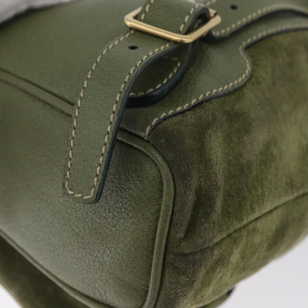 Gucci Gucci Bamboo Backpack Daim Khaki Leather Backpack Bag (Pre-Owned)
