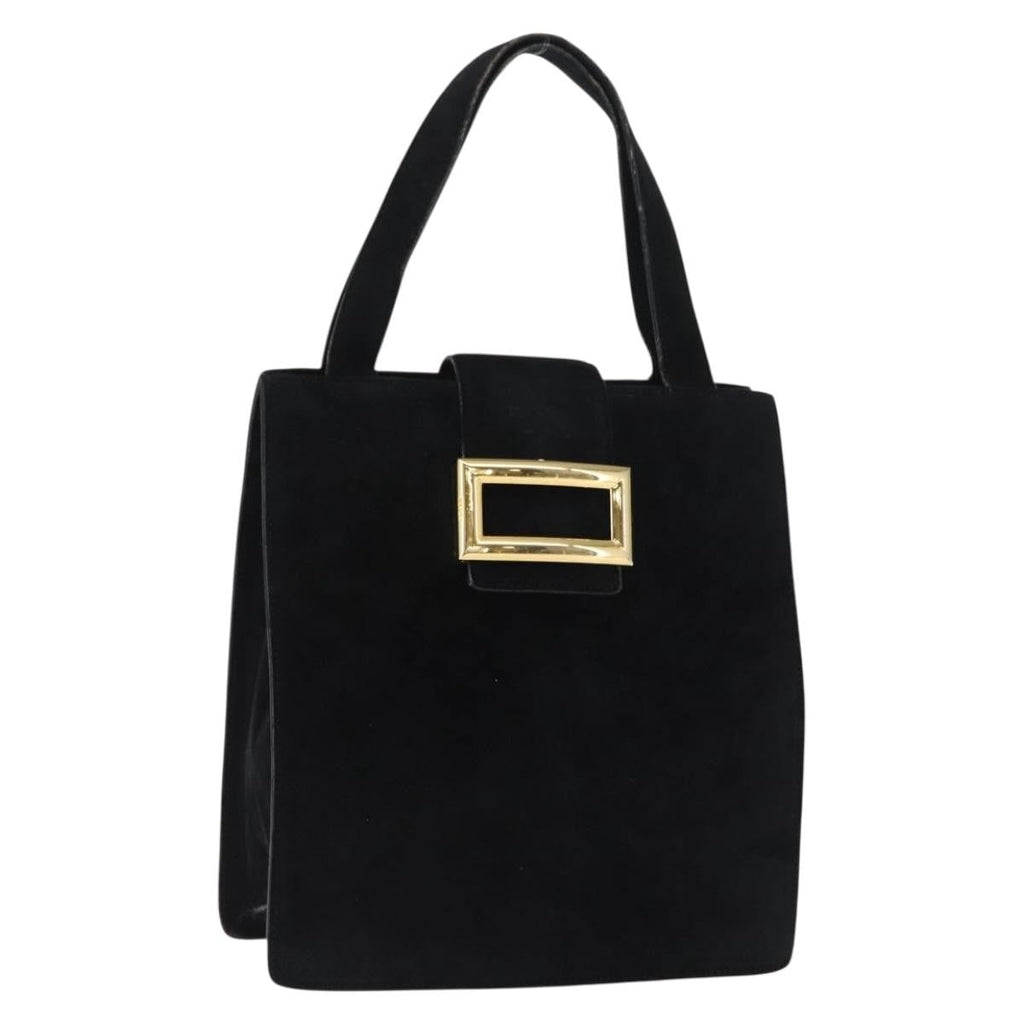 Prada Vintage Handbag Suede Black Suede Handbag (Pre-Owned)