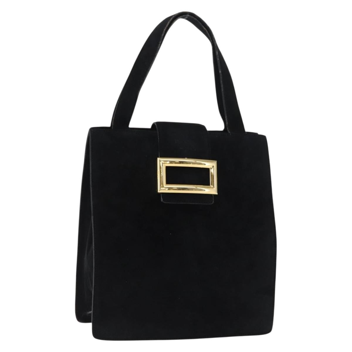 Prada Vintage Handbag Suede Black Suede Handbag (Pre-Owned)