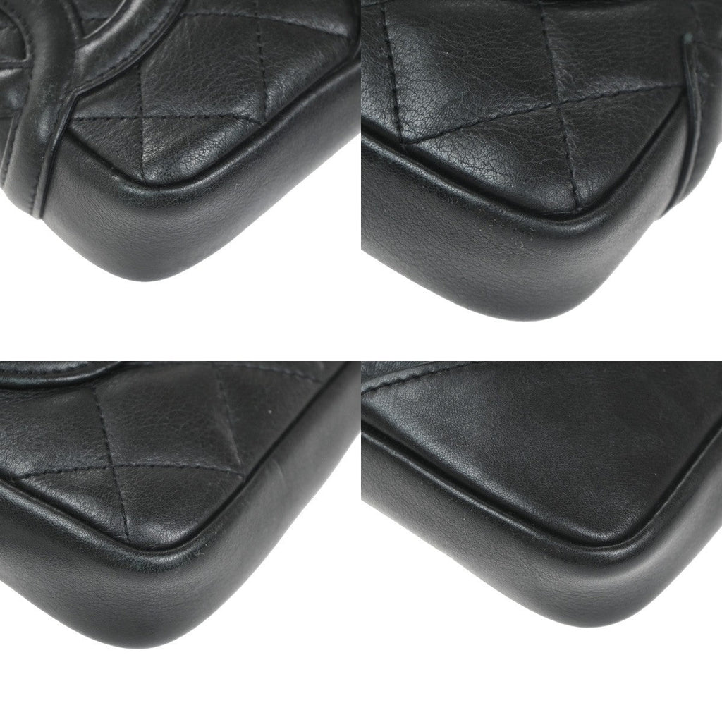 Chanel Cambon Pochette Quilted Leather Black Leather Shoulder Bag Bag (Pre-Owned)